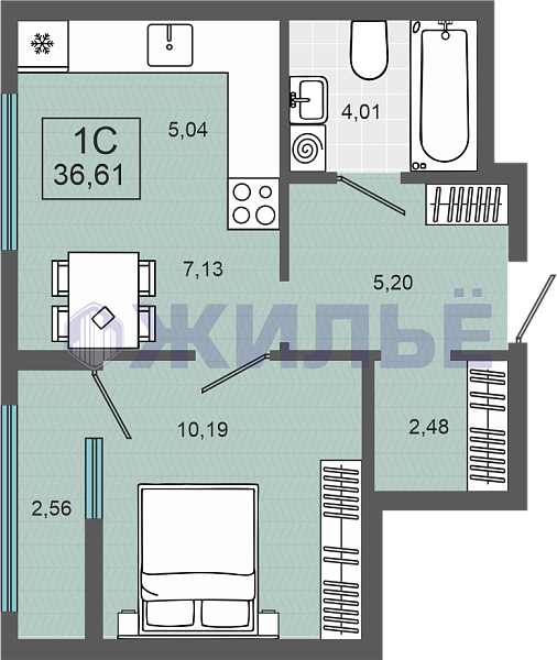 фото 1-к квартира в ЖК «ЖК Энвилль», 36 кв.м., Алексея Маресьева, 37/1