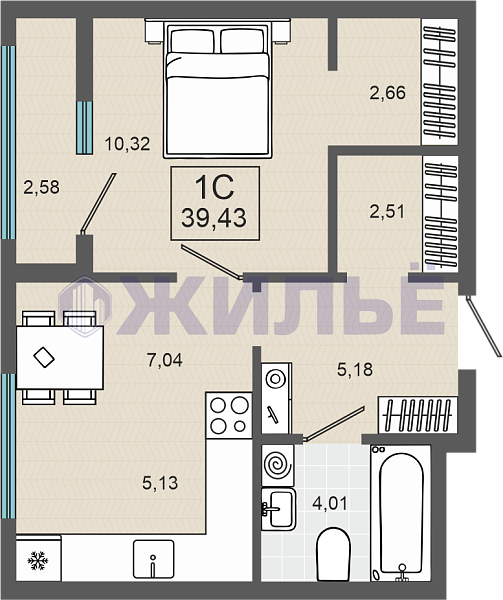 фото 1-к квартира в ЖК «ЖК Энвилль», 39 кв.м., Алексея Маресьева, 37/1