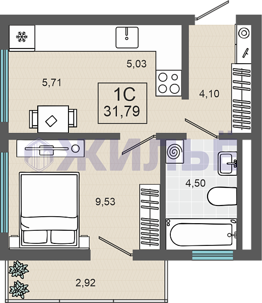 фото 1-к квартира в ЖК «ЖК Энвилль», 31 кв.м., Алексея Маресьева, 37/1