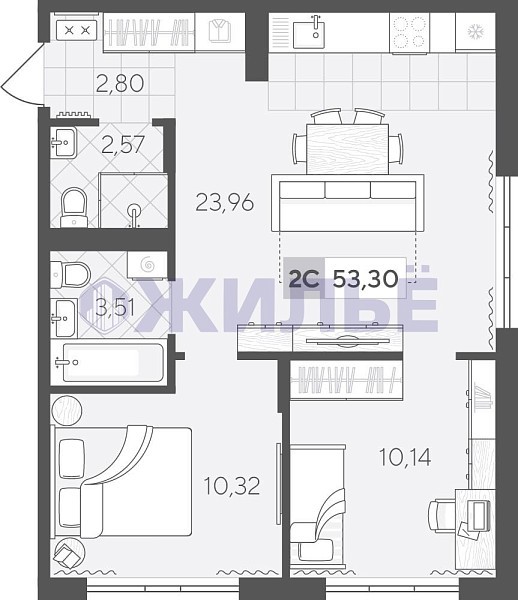 2-к квартира в Скандиа. Квартал у озера, 53 кв.м., Сергея Свиридова, 11 фото 2-к квартира в Скандиа. Квартал у озера, 53 кв.м., Сергея Свиридова, 11