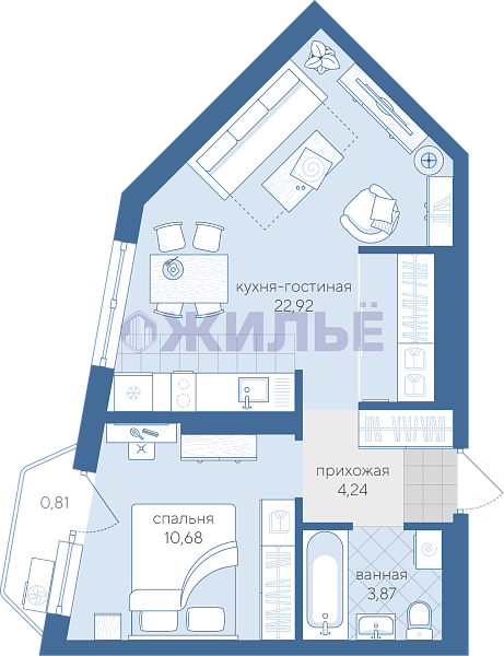 1-к квартира в Скандиа. Квартал в Комарово, 30 кв.м., Фармана Салманова, 3 фото 1-к квартира в Скандиа. Квартал в Комарово, 30 кв.м., Фармана Салманова, 3